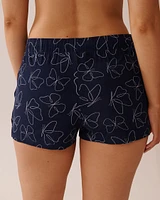 Butterfly Print Soft Jersey Pajama Shorts