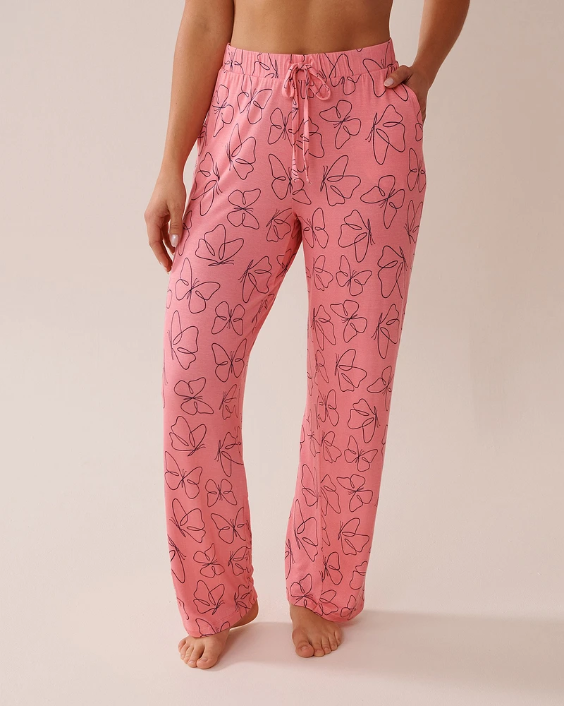 Butterfly Print Soft Jersey Pajama Pants