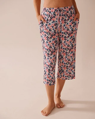 Ditsy Floral Print Soft Jersey Pajama Capris