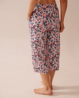 Ditsy Floral Print Soft Jersey Pajama Capris