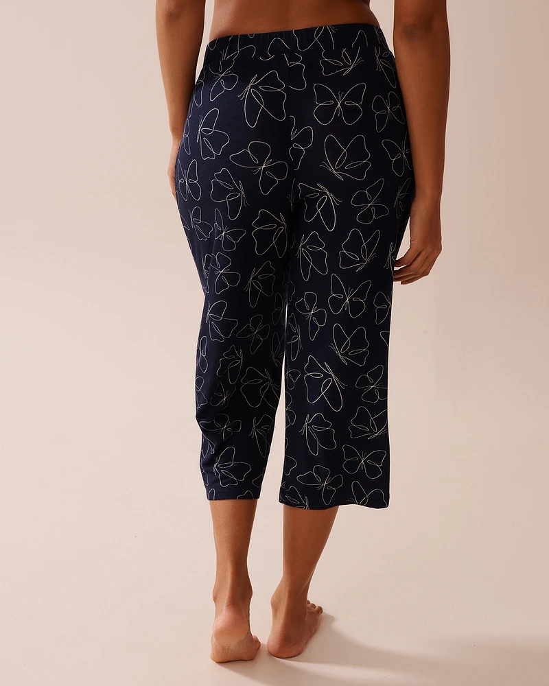 Butterfly Print Soft Jersey Pajama Capris