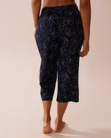 Butterfly Print Soft Jersey Pajama Capris