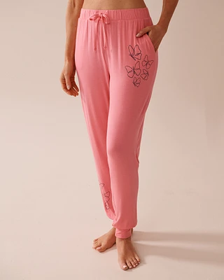 Butterfly Print Soft Jersey Jogger Pajama Pants
