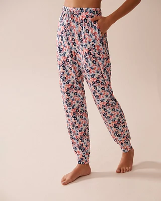 Ditsy Floral Print Soft Jersey Jogger Pajama Pants