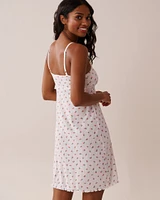 Strawberry Print Lettuce Edge Pointelle Nightie