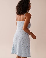Floral Print Lettuce Edge Pointelle Nightie