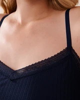Lace Trim Ribbed Jersey Nightie with Shelf Bra