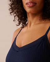 Lace Trim Ribbed Jersey Nightie with Shelf Bra
