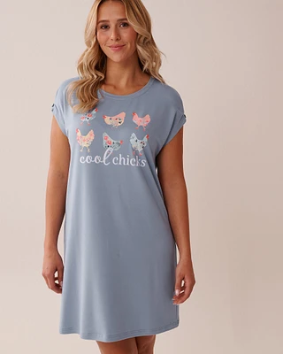 Chemise de nuit ultra douce imprimé poule