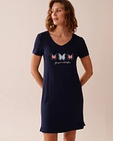 Butterfly Print Soft Jersey Short Sleeve Sleepshirt