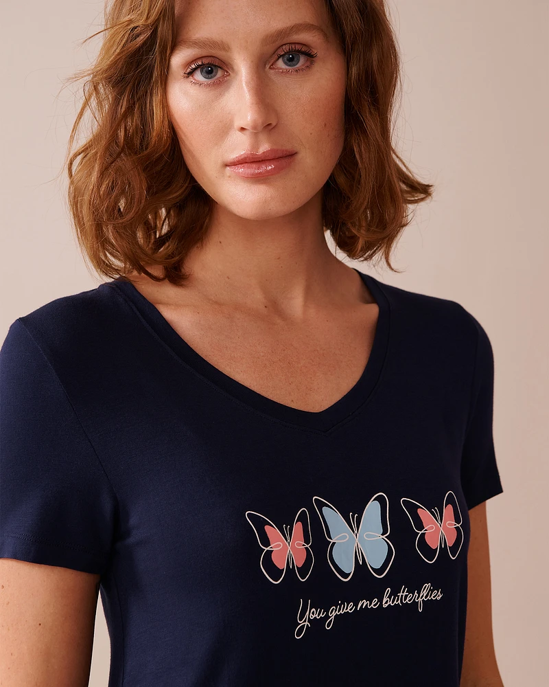Butterfly Print Soft Jersey Short Sleeve Sleepshirt