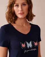 Butterfly Print Soft Jersey Short Sleeve Sleepshirt