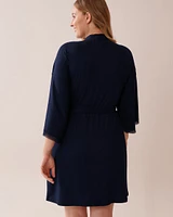 Lace Trim Ribbed Jersey Kimono