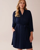 Lace Trim Ribbed Jersey Kimono