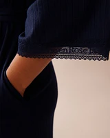 Lace Trim Ribbed Jersey Kimono