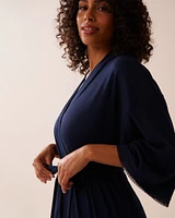 Lace Trim Ribbed Jersey Kimono