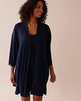 Lace Trim Ribbed Jersey Kimono