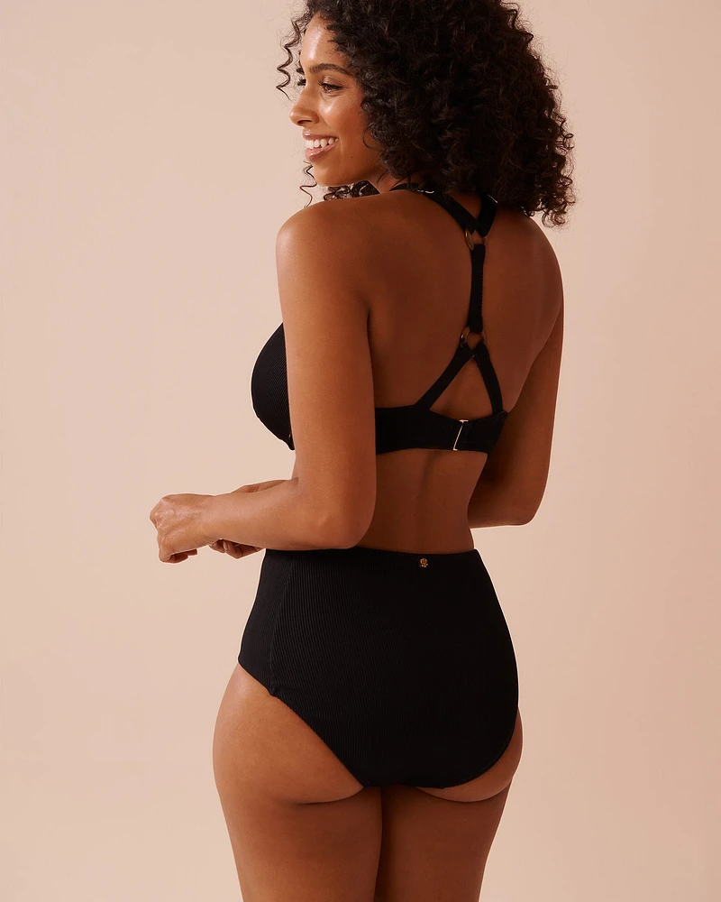 SOLID Ribbed D Cup Full Coverage Bikini Top