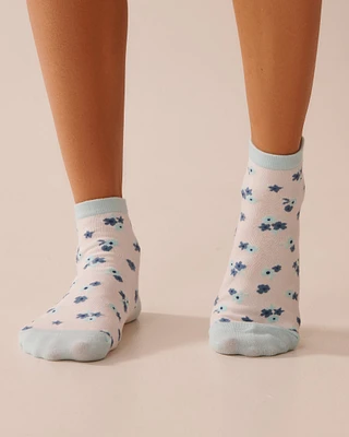 Finely Ribbed Floral Socks