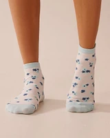 Finely Ribbed Floral Socks