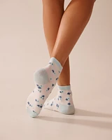 Finely Ribbed Floral Socks