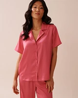 Satin Short Sleeve Button-down Shirt