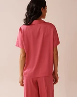 Satin Short Sleeve Button-down Shirt