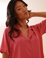 Satin Short Sleeve Button-down Shirt