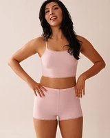 Ribbed Modal and Lace Trim Crop Cami