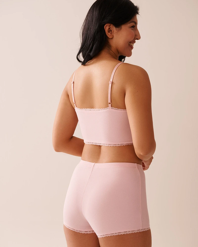 Ribbed Modal and Lace Trim Crop Cami
