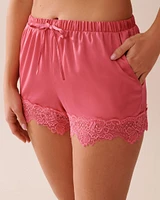 Lace Trim Satin Shorts