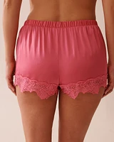 Lace Trim Satin Shorts