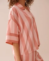 Ensemble pyjama rayé manches courtes en satin