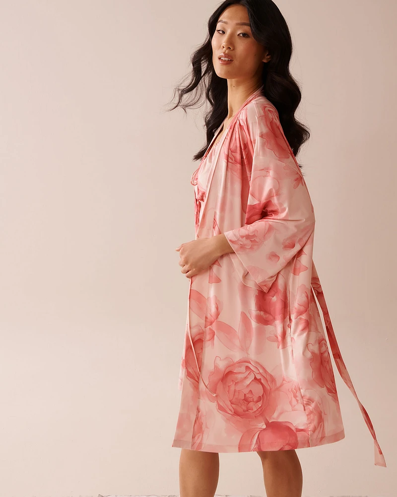 Kimono à fleurs en fibres recyclées