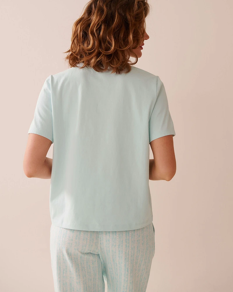 Seashell Print Crew Neck Cotton T-shirt