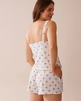 Crab Print Ribbed Cami with Shelf Bra
