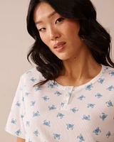 Crab Print Ribbed T-shirt