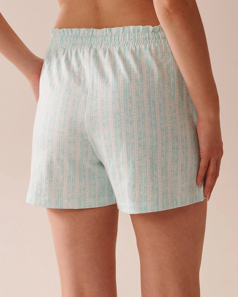 Stripe Print Cotton Pajama Shorts