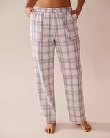 Peach Plaid Cotton Pajama Pants