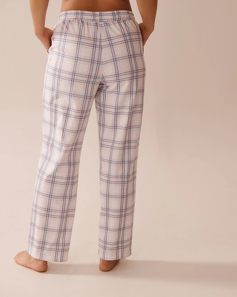 Peach Plaid Cotton Pajama Pants