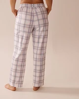 Peach Plaid Cotton Pajama Pants