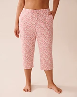 Ditsy Floral Print Ribbed Pajama Capris