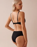 SOLID Recycled Fibers Ribbed Plunge Bikini Top
