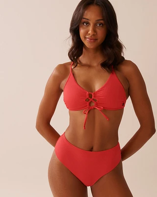HIBISCUS Crisscross Detail Ribbed Bralette Bikini Top