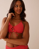 HIBISCUS Crisscross Detail Ribbed Bralette Bikini Top