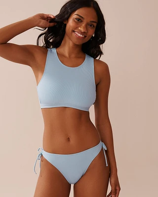 BABY BLUE Ribbed High Neck Bralette Bikini Top