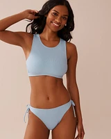 BABY BLUE Ribbed High Neck Bralette Bikini Top