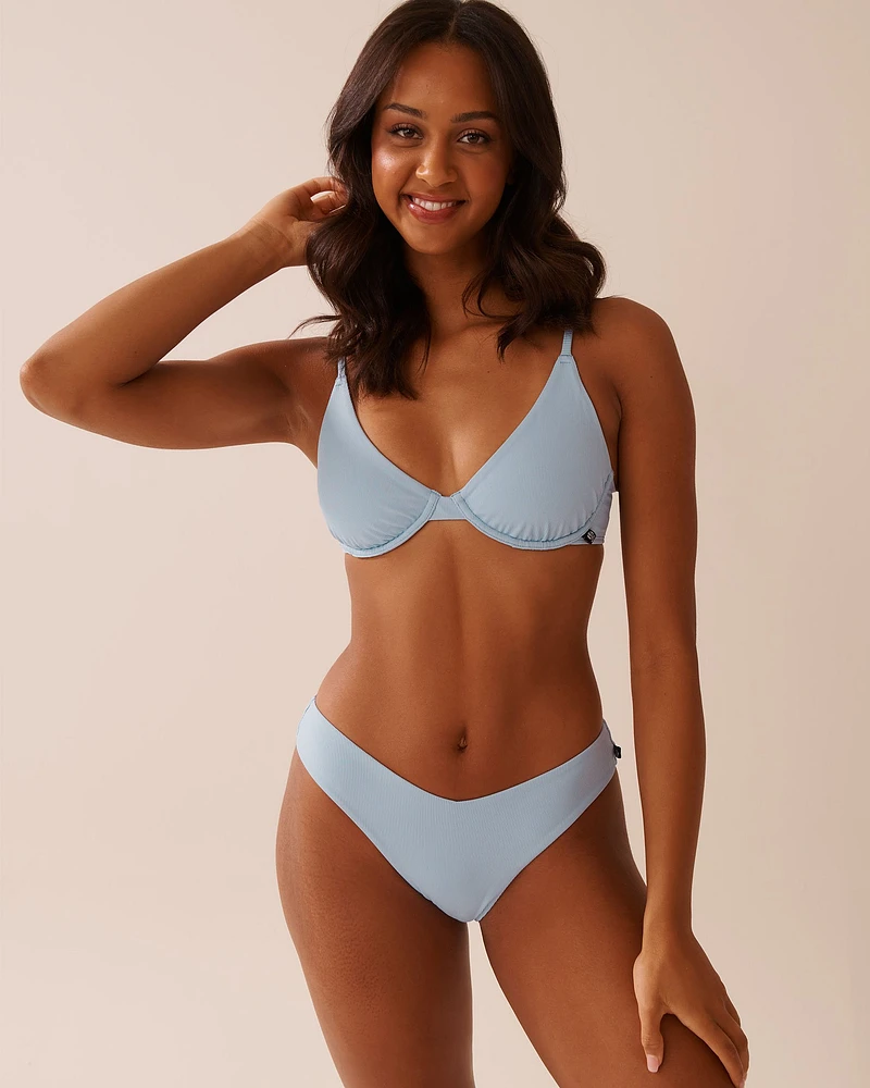 BABY BLUE Ribbed Triangle Bikini Top