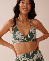 KHAKI PALM Criss-Cross Triangle Bikini Top