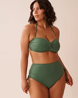 KHAKI Recycled Fibers Twisted Bandeau Bikini Top